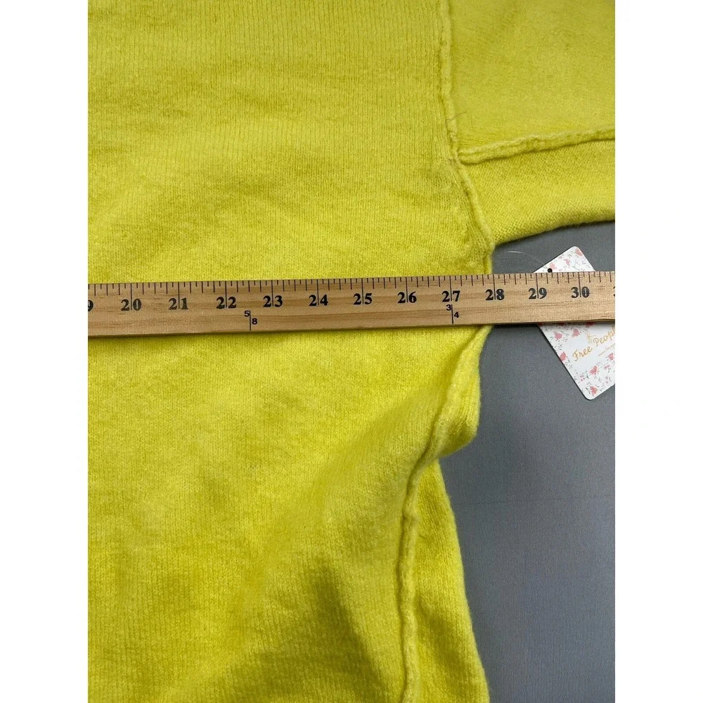 Free People Womens Sweater Medium Yellow Wool Blend Oversized Cozy Knit Tunic‎